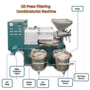 Prensa de aceite combinada en espiral-Prensa de aceite de nuez <span class=keywords><strong>y</strong></span> Oliva de sésamo de alta eficiencia automática Capacidad de 65 kg/h - Product Image 5
