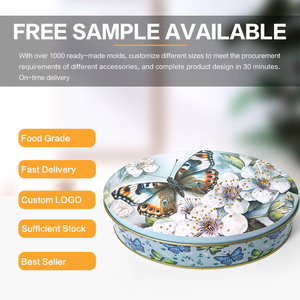 Jyb Phong Cách Châu Âu Hình Bầu Dục Cookie Hộp Thiếc Với Hoa Và Bướm Thiết Kế Lý Tưởng Cho Kỳ Nghỉ Quà Tặng Xà Phòng Kẹo Và Đồ Trang Sức Bao Bì - Product Image 4