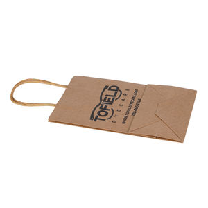 Bolsa de papel kraft de embalaje marrón con logotipo de impresión personalizada con asa de papel retorcido para regalos, alimentos y bebidas - Product Image 3