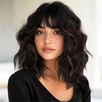 Perruque ondulée mi-longue pour femme, style européen et américain, bouclée et lisse, effet vague d'eau, couvrant toute la tête, fabriquée à la machine DY310