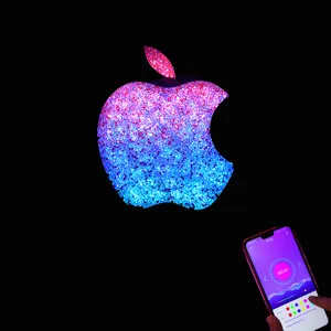mobile shop rgb led light apple logo interior name boards stainless steel custom glow letter signs
