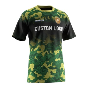 Maillots de sport pour hommes à col rond Dry-Fit pour la musculation, sublimation usine, en tissu jersey vert style rugby - Product Image 3