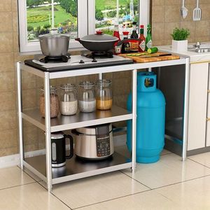 Stainless Steel Kitchen Non-Folding Three-Tier Gas Tank Stove Cutting Board <strong>Microwave</strong> Oven Compatible Multi-Functional <strong>Storage</strong> - Product Image 2