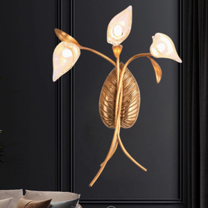 तांबे की दीवार लैंप क्रिस्टल फूल सजावट लिविंग रूम होटल बेडसाइड पीतल शाखा मोटिफ दीवार प्रकाश कला मैग्नोलिया बल्ब - Product Image 1