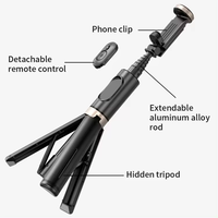 Q12 Selfie Stick Met Verborgen Ontwerp Versterkt Draadloze Draagbare Afstandsbediening Uitschuifbaar Opvouwbaar Voor Telefooncamera Nieuw Ontwerp