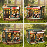 Casa de Flores en Miniatura, Modelo de Construcción DIY Creativo Hecho a Mano, Casa de Madera Estéreo Ensamblada, 19x13x14.8cm