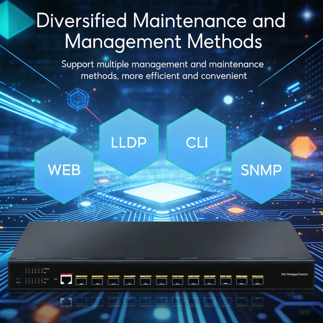 SunSoont QoS/VLAN/IGMP/DHCP 1U Rackmount 12 Port 10G SFP+ Ethernet L3 Managed 10000Mbps Optical Network Switch