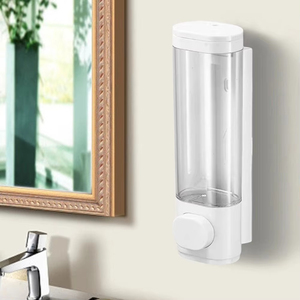 Distributeur de savon liquide 300ML Distributeur de liquide manuel mural Distributeur de savon sans poinçon rechargeable pour maison hôtel restaurant - Product Image 4
