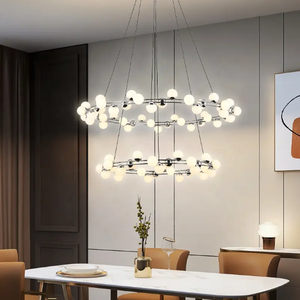 Nouvel arrivage Lampe circulaire suspendue réglable pour décoration Chambre à coucher Suspension boule de verre moderne nordique - Product Image 3