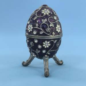 Boîte à bijoux en forme d'œuf en métal émaillé, boîte à bijoux en forme d'œuf de Pâques, artisanat de commerce extérieur - Product Image 5