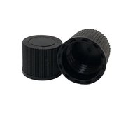 Capuchon à vis en plastique PP noir anti-déversement de 13 mm avec impression sérigraphique personnalisée, forme Lianma, pour bouteilles cosmétiques