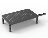 Support d'écran réglable en hauteur sur 3 niveaux avec support pour téléphone, support d'ordinateur en acier robuste 30 kg, organisateur de bureau