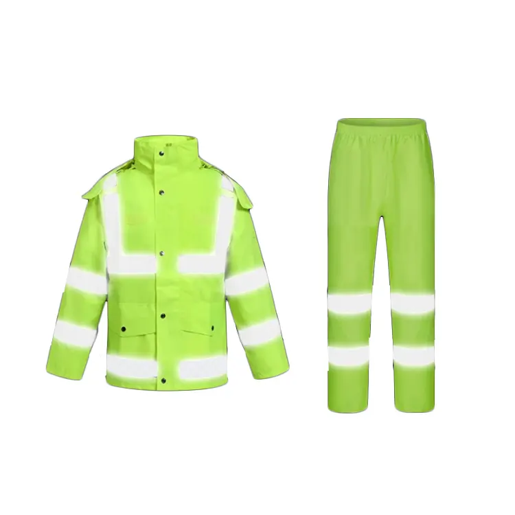 Clase 3 uniforme de seguridad de alta visibilidad Oxford poliéster traje de lluvia de seguridad impermeable