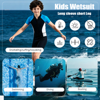 Combinaison de plongée courte pour enfants avec fermeture éclair avant de 2 mm, logo personnalisé, extensible dans les 4 sens, en nylon et néoprène, à manches courtes, pour le surf et la plongée