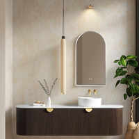 Haut de gamme personnaliser les couleurs tailles matériaux luxe Design moderne noir rainure cannelée salle de bain vanités avec lavabo et miroir