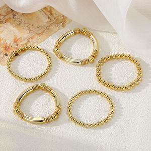 KISSWIFE-Ensemble de 5 pièces, perles plaquées or à la mode, bracelet patchwork en <span class=keywords><strong>bambou</strong></span> pour femmes, bijoux - Product Image 4