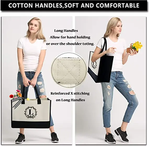 Bolsa de Mano con Logotipo Personalizado OEM, Bolsa de Compras Reutilizable de Lona, Bolsa de Lona de Algodón con Bordado de Moda - Product Image 3