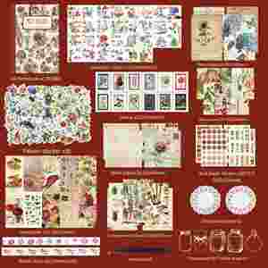 Kit de Pegatinas Florales Vintage de 265 Piezas, Juego de Decoración Retro para Álbumes de Recortes y Diarios, Ideal para Manualidades y Regalos - Product Image 4