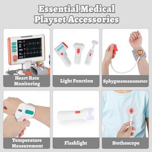 बच्चों के लिए डॉक्टर किट 3-5 बच्चों के लिए डॉक्टर किट की पोशाक, स्टेथोस्कोप और थर्मामीटर के साथ खिलौने - Product Image 2