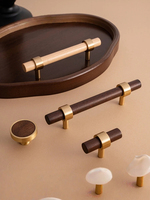 Nouvelle poignée de meuble cylindrique en noyer et laiton de style chinois pour armoires, tiroirs, penderies et commodes