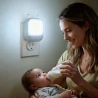 Mini Veilleuse LED à Capteur, à Brancher, Blanc Chaud, Intensité Réglable, pour Chambre d'Enfant, Aide au Sommeil Bébé, Crèche