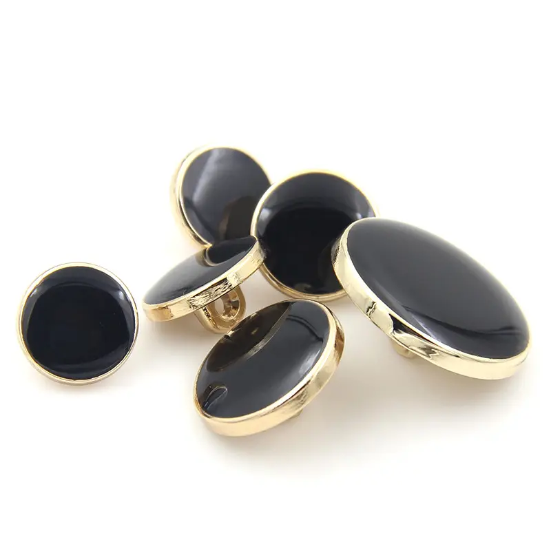yiwu wintop manufacture custom name gold plating round shank black metal buttons for men suit jacket