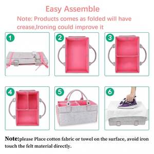 Portable Nursery Basket for Diapers Caddy Felt Diaper Caddy Organizer for <b>Baby</b> Stuff <b>Storage</b> - Product Image 4