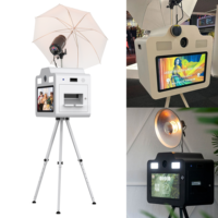 Cabina de Fotos Moderna con Monitor Táctil de 21.5 Pulgadas, Cámara e Impresora Integradas, Trípode de Aluminio y Caja Metálica