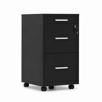 Armoire de classement verticale compacte à 3 tiroirs profonds en acier KD, armoire de rangement métallique verrouillable pour bureau avec roulettes