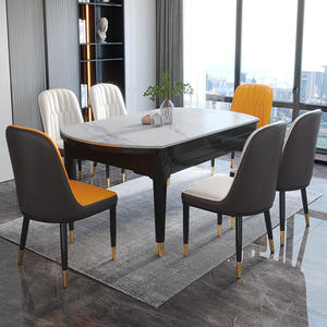 Ensemble table et chaises de salle à manger 6 pièces, plateau en marbre extensible, design moderne pour petit appartement, salon - Product Image 3