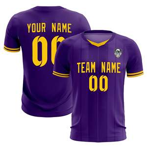 Camisetas/Conjuntos de Fútbol Personalizados con Rayas Clásicas Moradas - Product Image 1