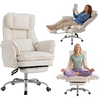 Chaise de bureau pivotante en tissu robuste et confortable, ergonomique, blanche, avec accoudoirs réversibles
