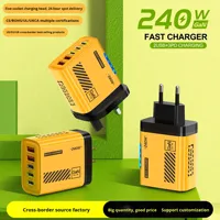 Cargador Rápido USB Tipo-C GAN de 240W y 5 Puertos, Enchufe EU/US, QC3.0, Luz LED, Adaptador de Corriente de Escritorio para Teléfono Samsung
