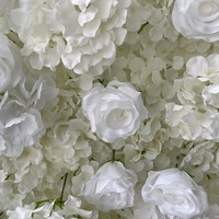 Décoration de mariage personnalisée Mur de fleurs artificielles Toile de fond Roses blanches Hortensias Rouleau de 8 pieds sur 8 pieds Toile de fond de mur de fleurs