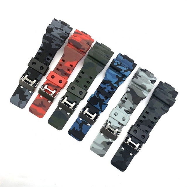 High Quality Camouflage Resin Watch Band for GA-100 GA-110 GA-120 Series Stainless Steel Buckle Plastic G-Shock Watch Strap