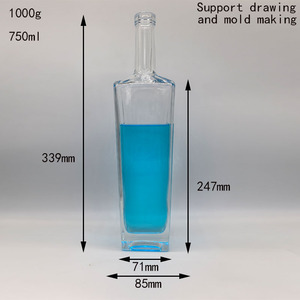 Venta directa de <span class=keywords><strong>f</strong></span>ábrica 750ml/700ml Botellas de vidrio cuadradas transparentes Vacías para Vodka Gin <span class=keywords><strong>Rum</strong></span> con corcho - Product Image 2