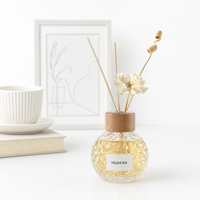 Bouteille diffuseur de parfum en verre rond gaufré élégante de 100 ml et 200 ml, récipient décoratif vide pour la maison, logo personnalisé