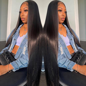 骨直Perruque 18 <span class=keywords><strong>20</strong></span> 30 32 40 50英寸天然处女高清正面巴西全蕾丝正面人发黑色女性假发 - Product Image 1