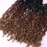 Extensions de cheveux synthétiques Goddess Faux Locs au crochet, doux et bouclés, effet dreadlocks, tresses ombrées au crochet, vente en gros