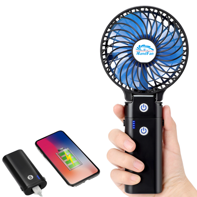 USB Rechargeable 3000mAh Mini Cooling Fans Portable Handheld Mist & Air Cooling Foldable for Household Car Use Box Installation