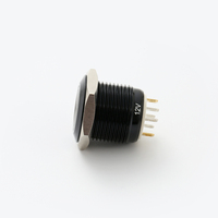 ELEWIND 16mm Tombol Tekan Aluminium Hitam dengan LED Cincin Bercahaya (1NO) (PM161F-10E/J/B/12V/A)