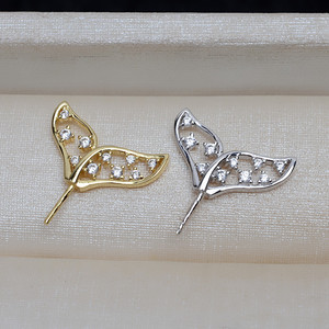 Accesorio de Plata de Ley S925 Hecho a Mano Wenchi, Cola de Pez, Estilo Barroco, Versátil, Soporte Hueco para Cuentas, Modelo 4026, Bañado en Oro - Product Image 1