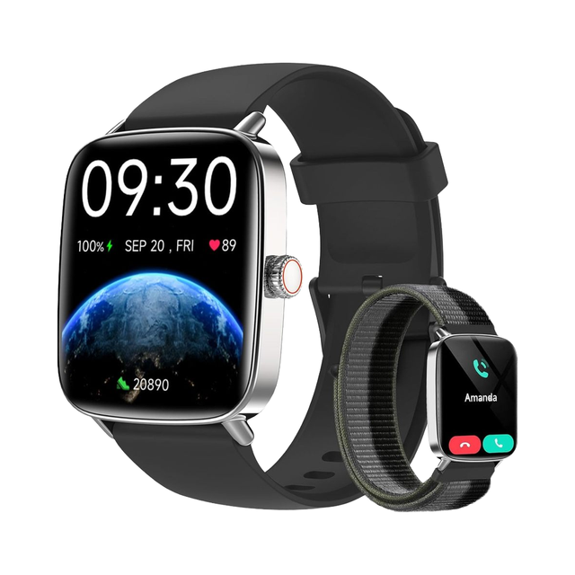 Smartwatch Unisex 1.69 Inch Square IPS IOS Fitness Tracker 100+ Sports Modes Heart Rate/SpO2/Sleep Monitor IP68 Silicone
