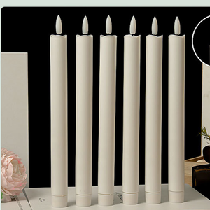 Velas Electrónicas de 19.5cm con Superficie Lisa Blanca y Efecto de Llama Parpadeante, Funcionan con Batería, Ideales para Cenas Familiares - Product Image 4