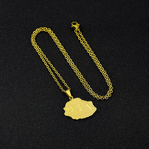 Collar con colgante de mapas de <span class=keywords><strong>Isla</strong></span> de reunión de Francia, mapa de país de reunión de acero inoxidable de Color dorado 974 - Product Image 6