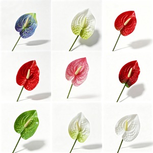 Artificial Anthuriums <b>Single</b> Branch Small Size Multi Color Decorative <b>Flowers</b> Photography Props Fake <b>Flowers</b> - Product Image 1