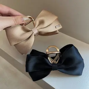 Bán Buôn Bow Tie Đơn Giản Phụ Kiện Tóc Cá Mập Clip Trở Lại Vải Phụ Nữ Kim Loại Tóc Claw Clip