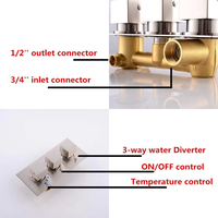 Système de douche spa thermostatique LED de luxe 16 pouces en acier inoxydable poli avec 6 jets de pluie et système anti-calcaire