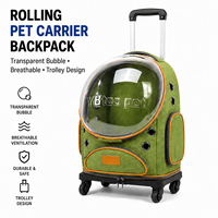 Sac à dos de transport pour animaux de compagnie avec roulettes, fenêtre transparente, respirant, sac de voyage à roulettes pour chats et petits chiens