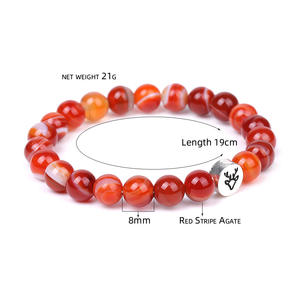 Bracelet en agate rouge rayée naturelle multicolore tendance et à la mode pour hommes et femmes Cadeaux Accessoires du <span class=keywords><strong>Nouvel</strong></span> <span class=keywords><strong>An</strong></span> - Product Image 6